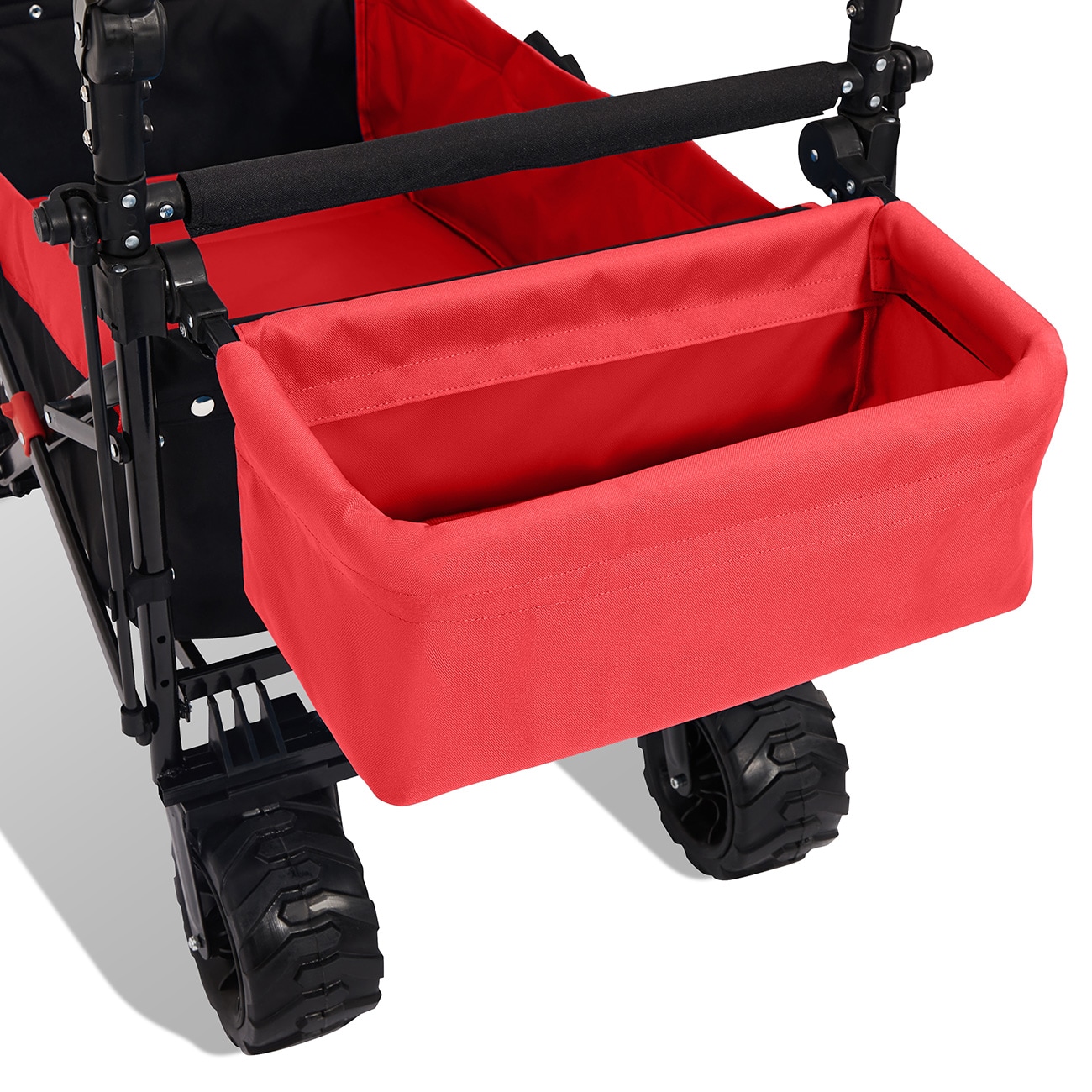 SAMAX Faltbarer Bollerwagen Offroad mit Dach - Schwarz / Rot