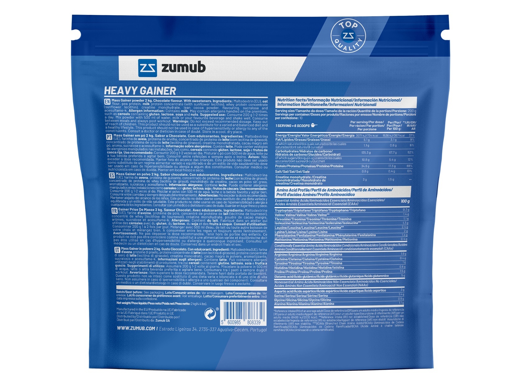 HEAVY GAINER ZUMUB CHOCOLATE 2KG