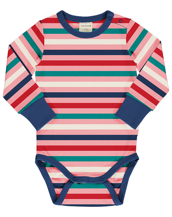 Langarm-Body STRIPE BLOSSOM in rosa/bunt