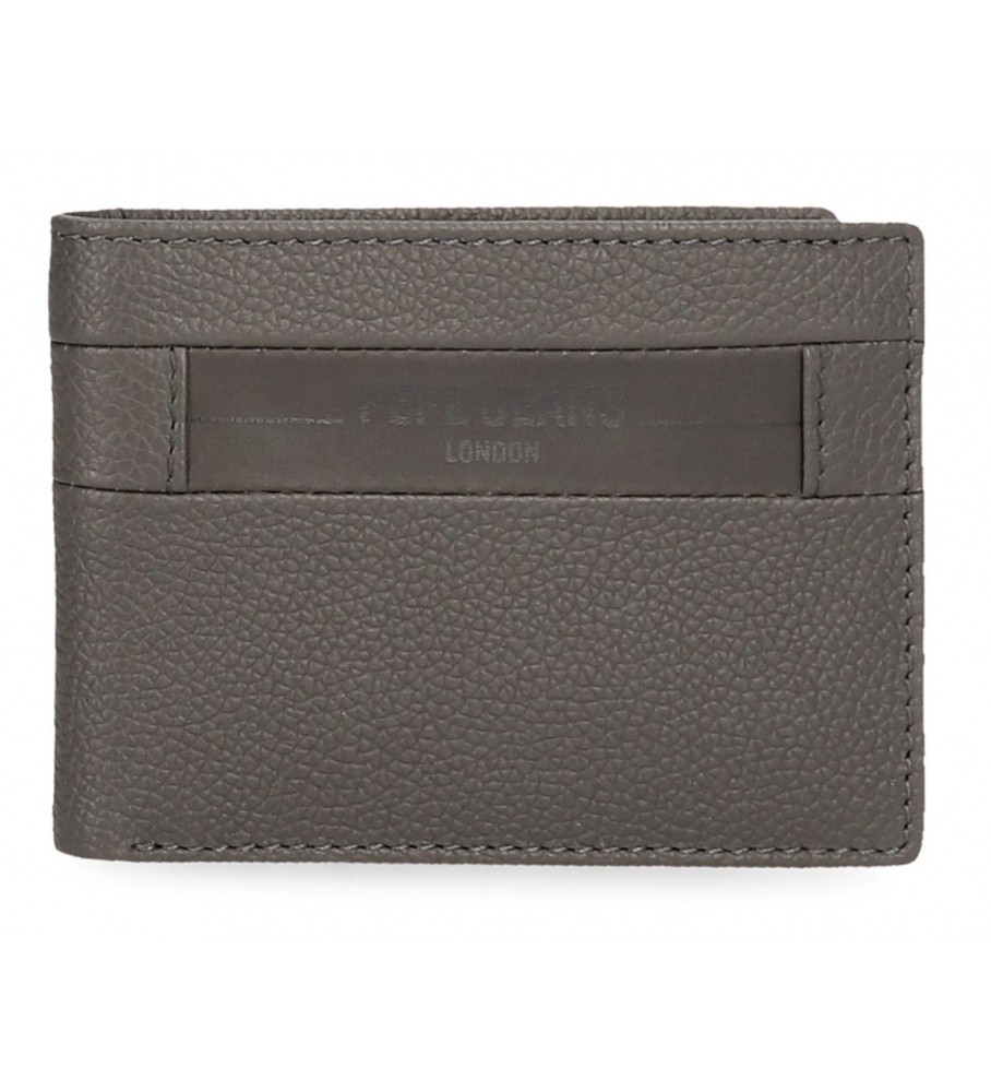 Carteira Pepe Jeans Checkbox em couro cinza