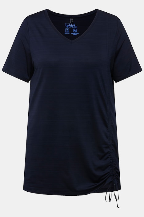 Funktionsshirt, Raffband, A-Linie, V-Ausschnitt, Halbarm