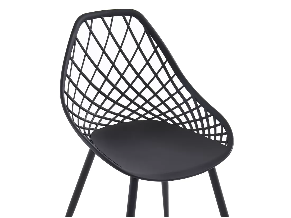 Lot de 2 chaises de jardin en polypropylène avec pieds en métal - Noir - MALAGA de MYLIA