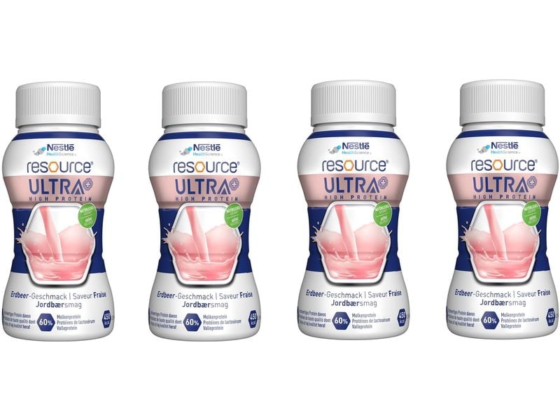 Resource Ultra   High Protein Erdbeer 4 x 200 ml Proteinreiche Trinknahrung für besondere medizinische Zwecke