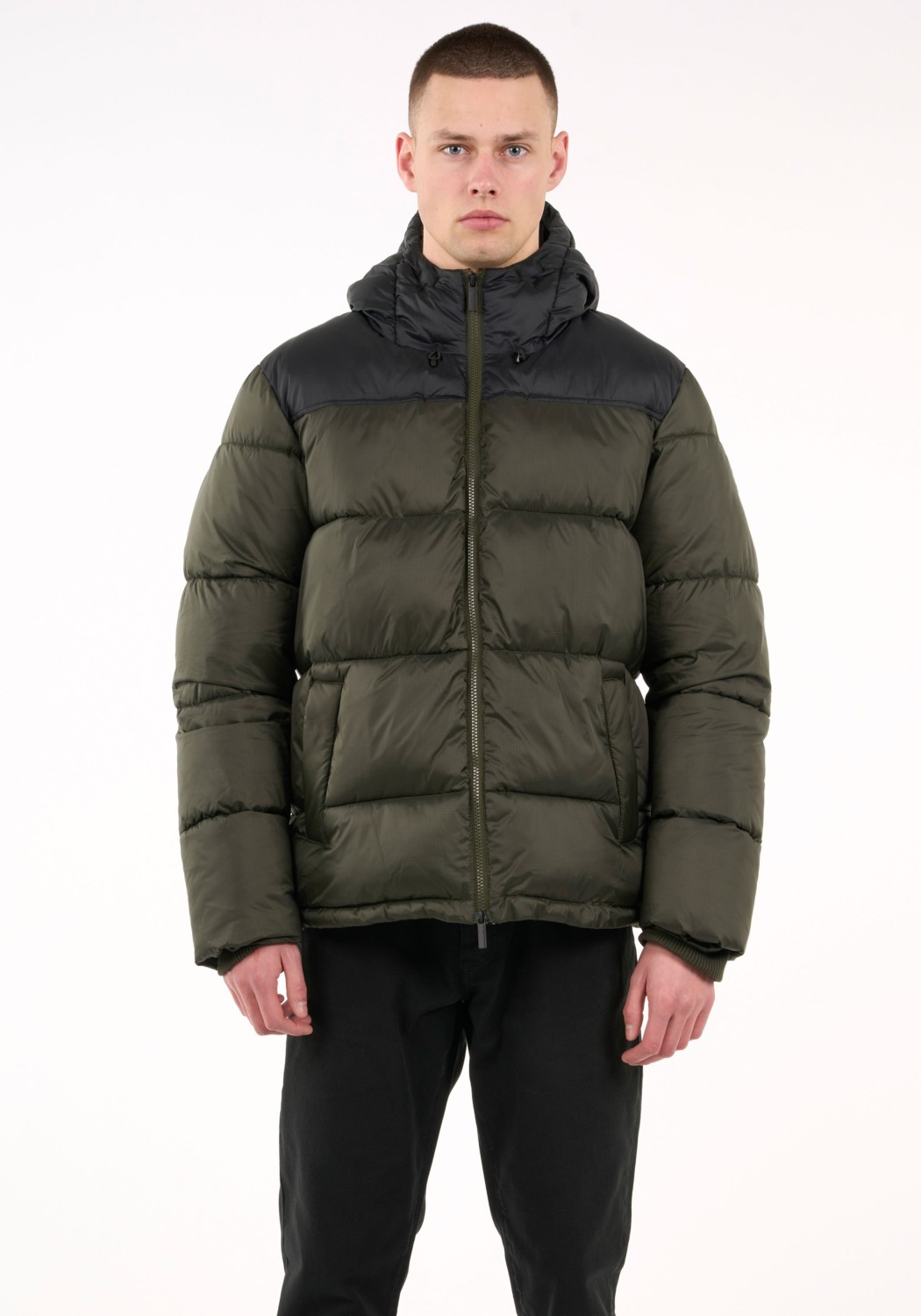 Knowledge Cotton Apparel Pufferjacke Thermore™ Puffer Color Blocked Jacket Thermo Active™ Forrest Night