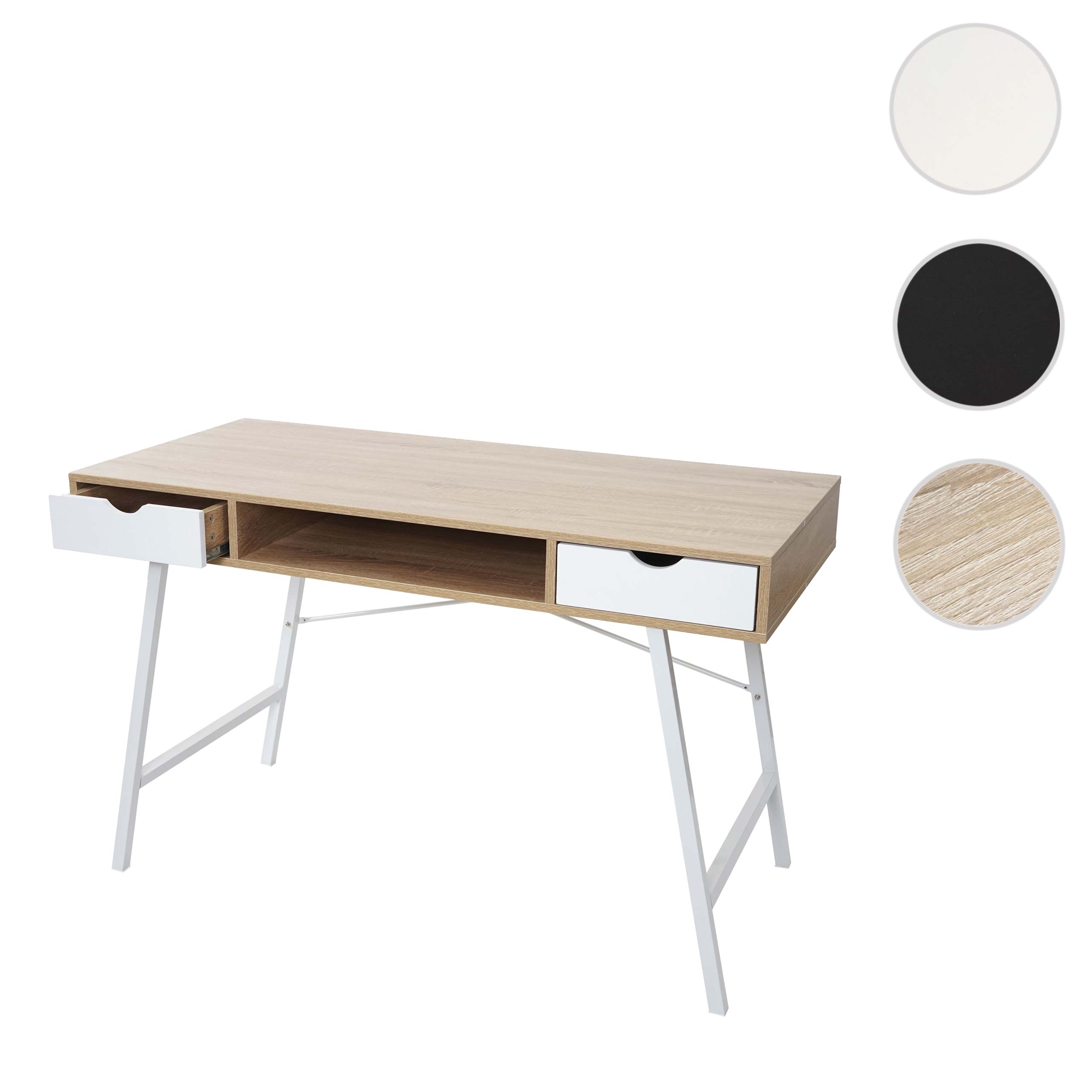 Schreibtisch MCW-E92, Bürotisch Computertisch, 3D-Struktur 120x60cm ~ naturbraun weiß