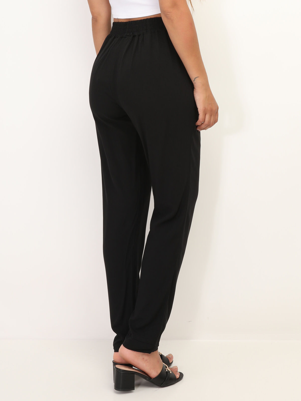 Pantalon fluide avec liens- Noir