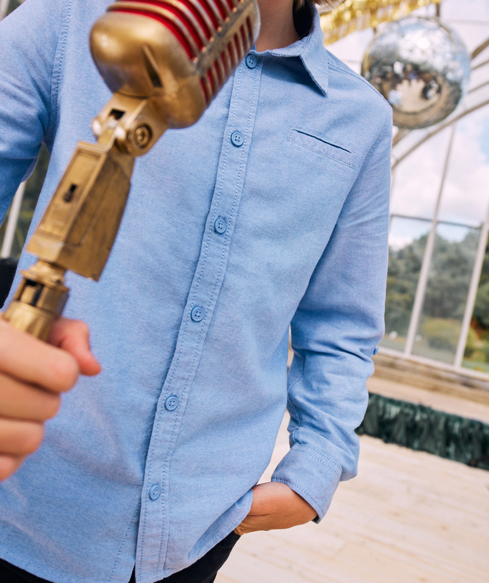 CHEMISE GARÇON EN COTON BLEU