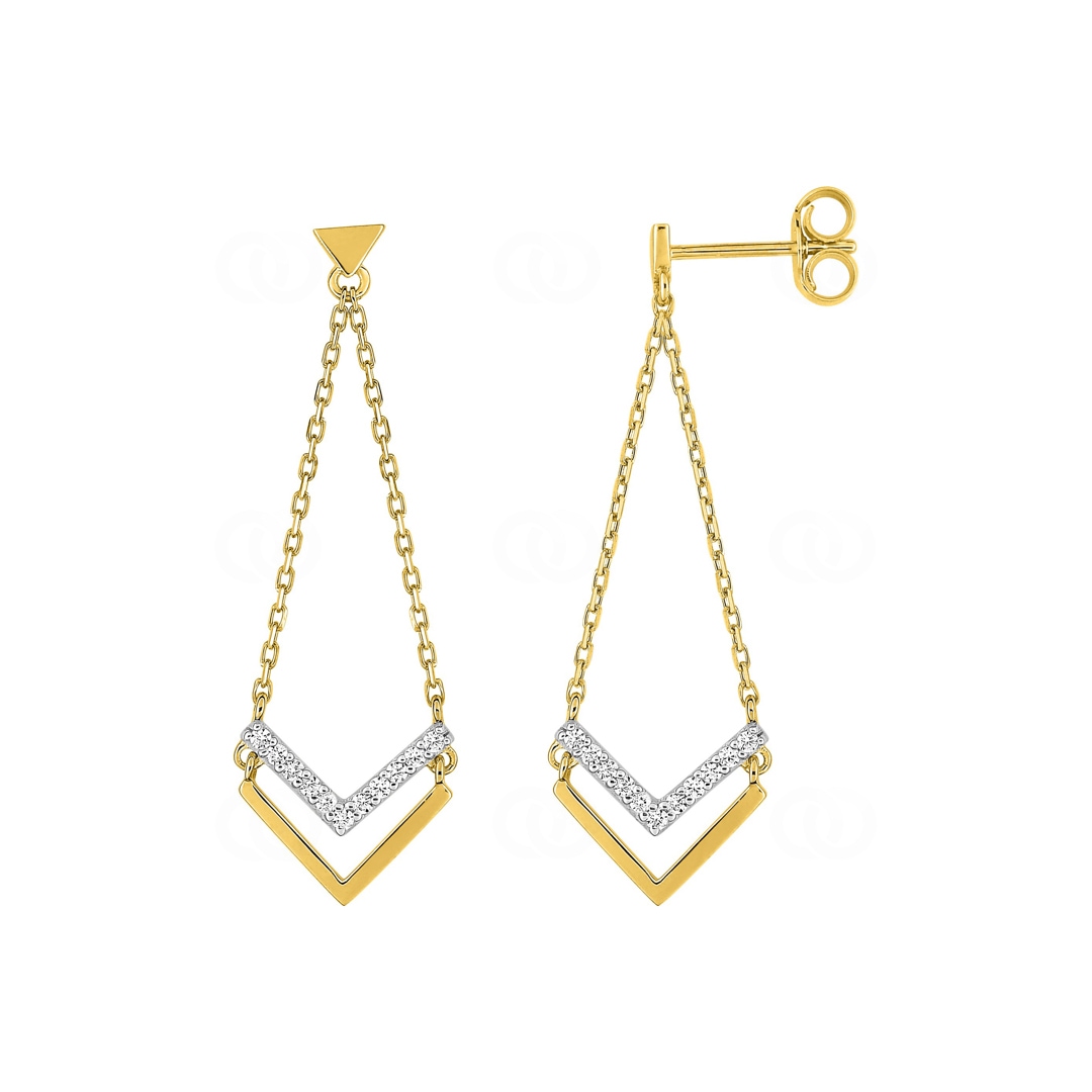 Ohrhänger 750/18 K Gelbgold bicolor mit Zirkonia