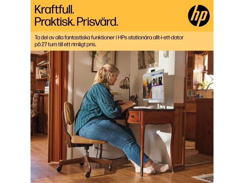 HP 27-cr0001no - Alt-i-én Ryzen 5 7520U / op til 4.3 GHz - RAM 16 GB - SSD 512 GB - NVMe - Radeon 610M - Gigabit Ethernet, Bluetooth 5.3 - Win 11 Home - skærm: LED 27