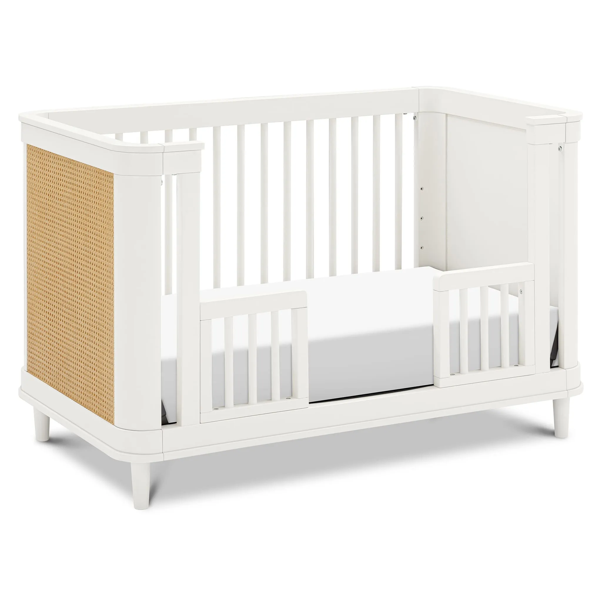 DaVinci Couchette Convertible 3-en-1 Marin - Blanc Chaud et Rotin