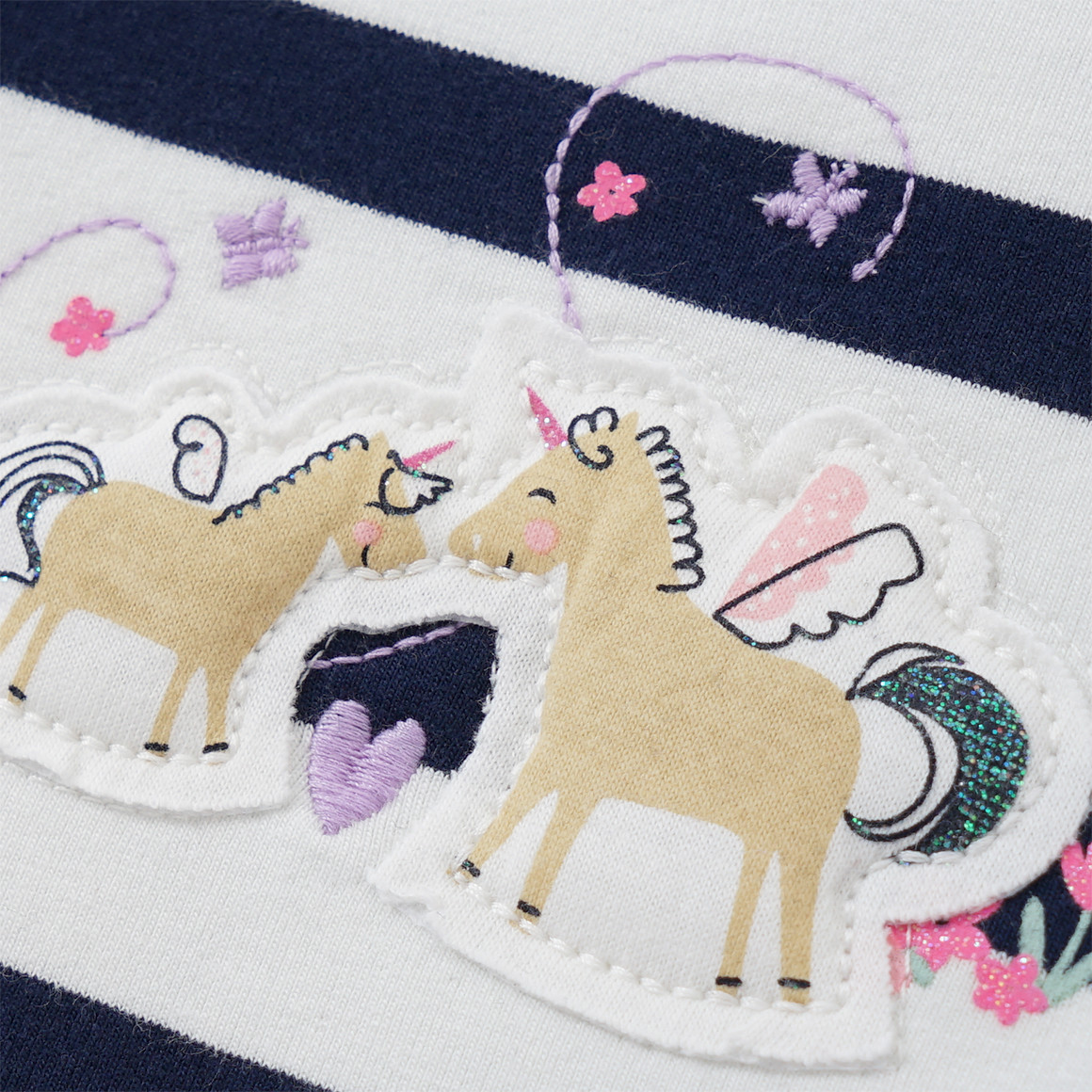 Topomini Baby Sweatkleid mit Einhorn-Motiv weiss / dunkelblau