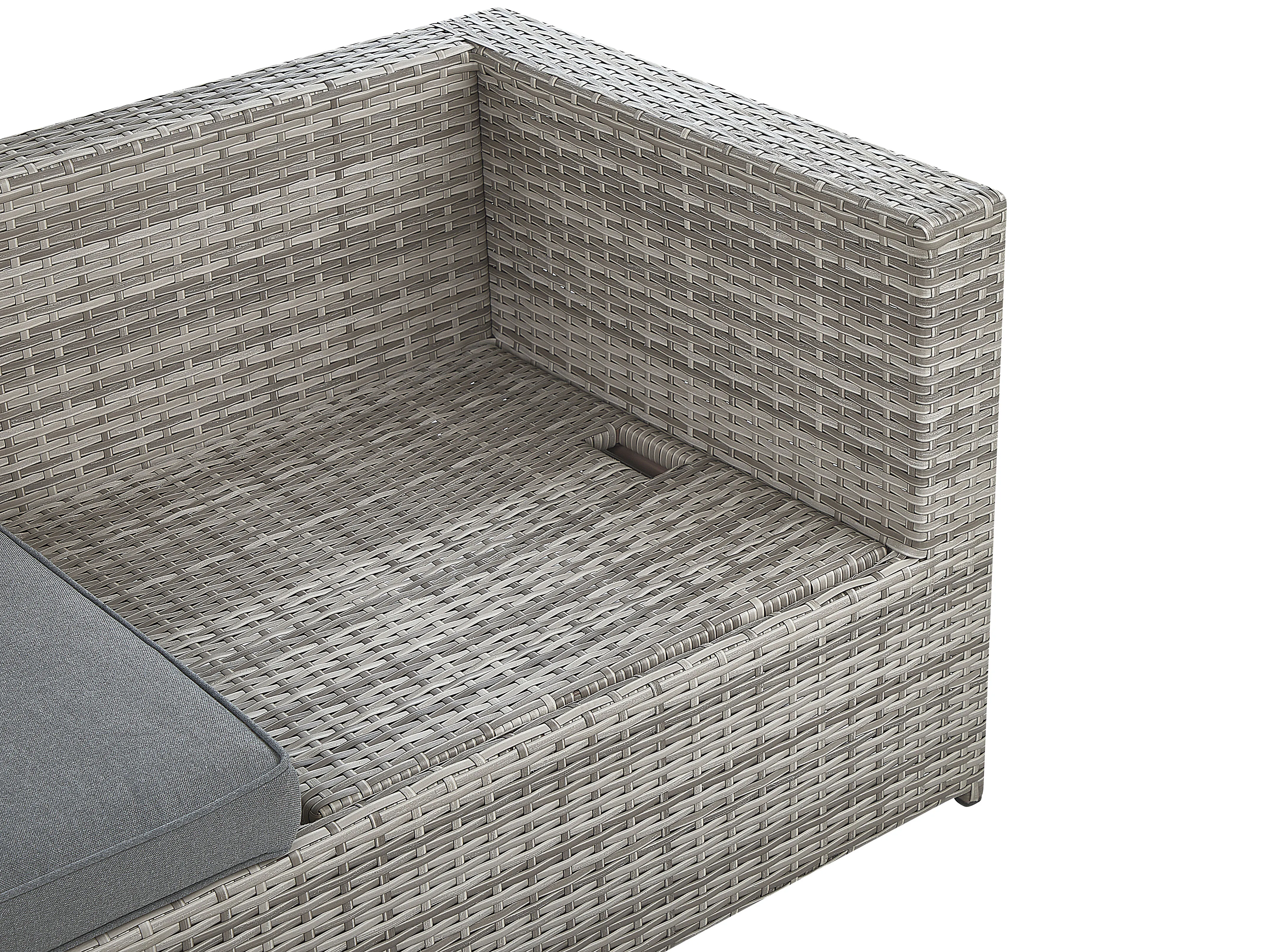 Tuin hoekloungeset met tafel 5-zits SABBIA linkszijdig modulair PE rotan Lichtgrijs