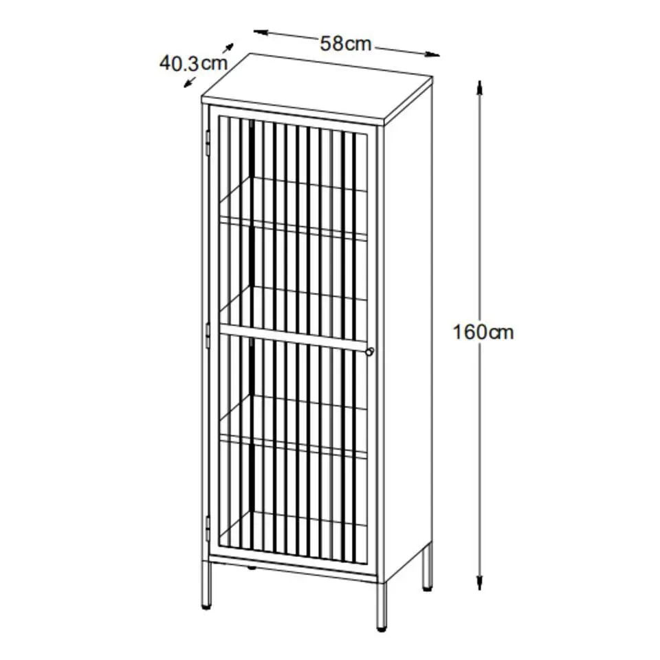 Nordic Home - Olan glazen wandkast - 160 cm - zwart