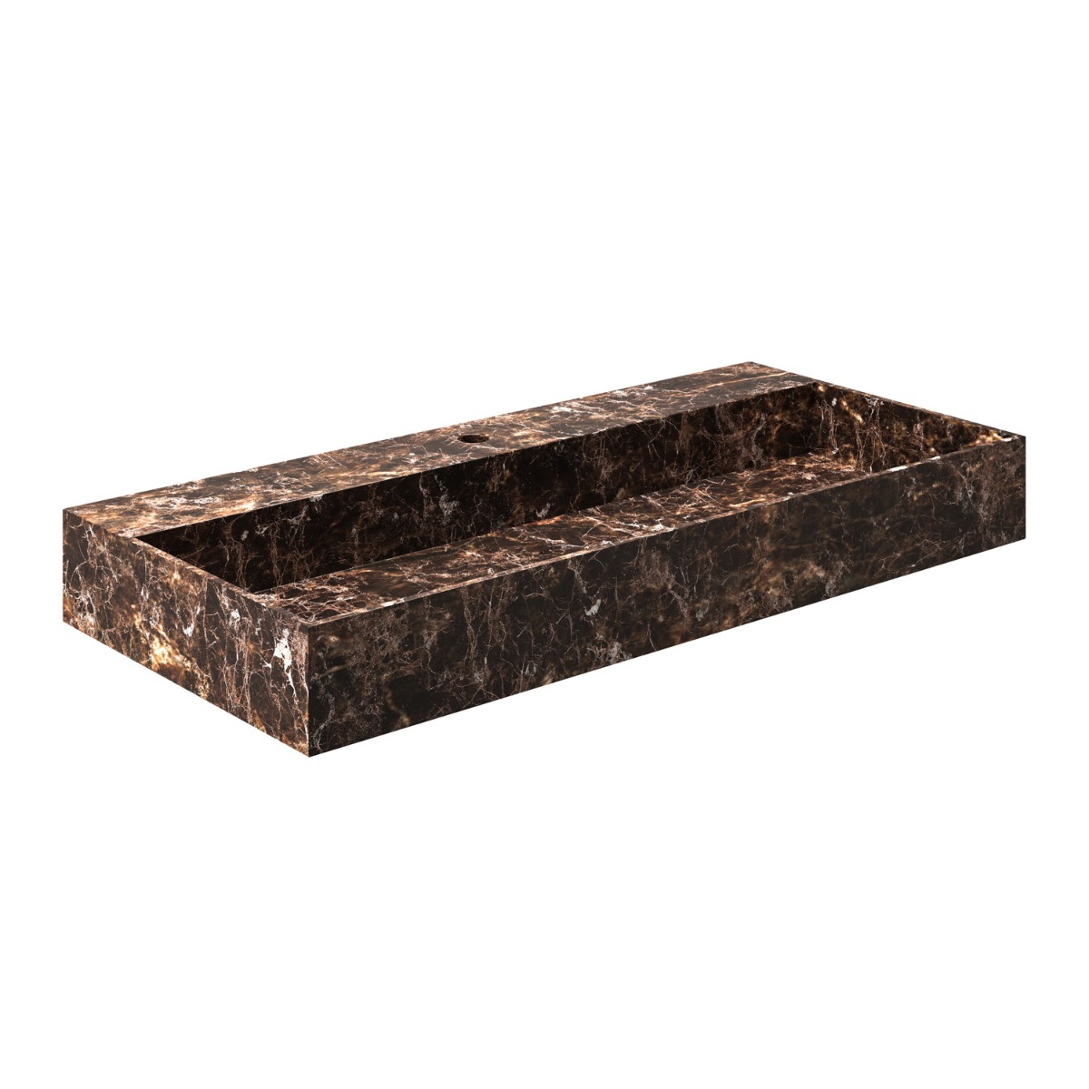 Saniclear Dark Emperador marmeren wastafel 100x46cm met kraangat