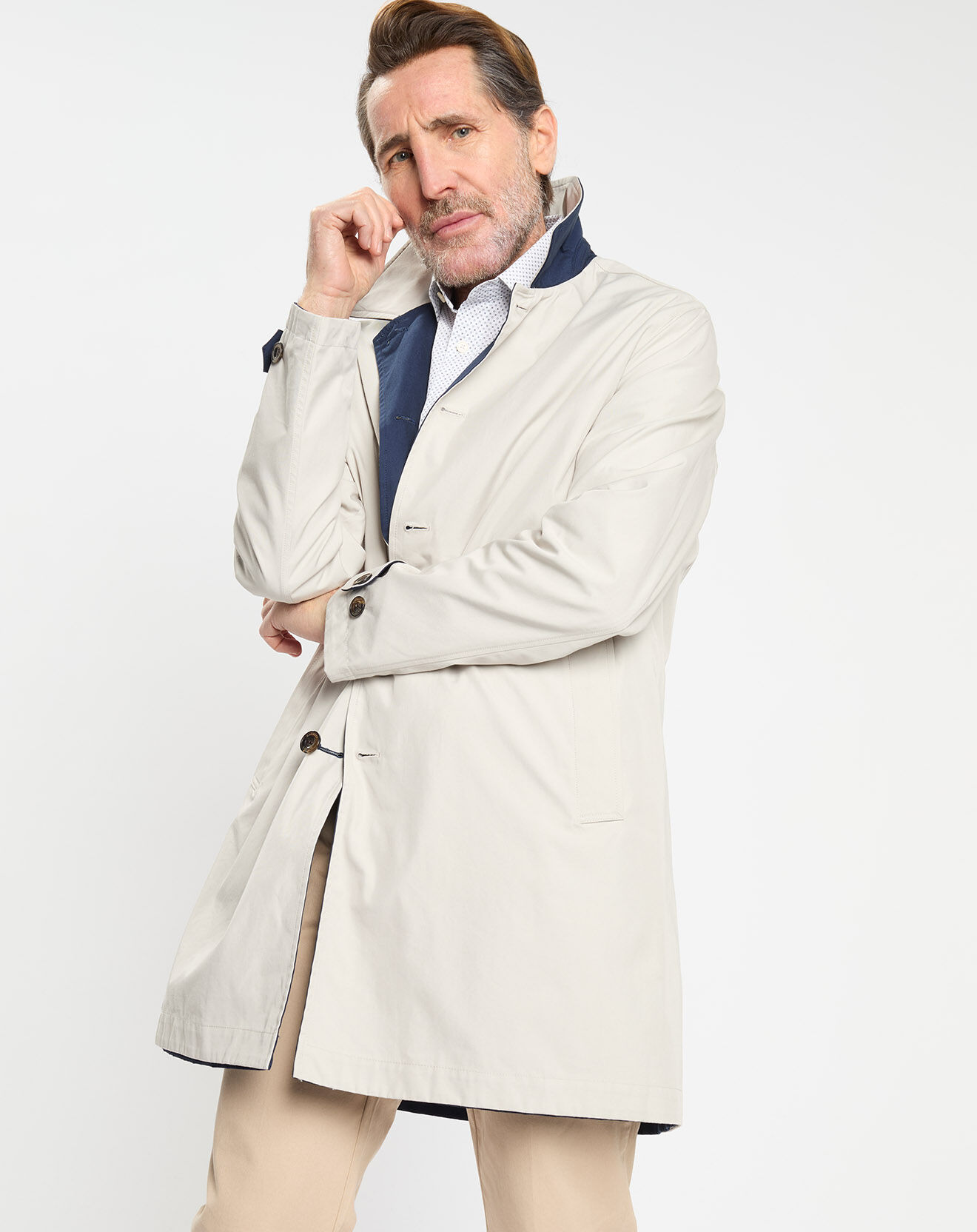 Hackett London Imperméable réversible beige/ bleu