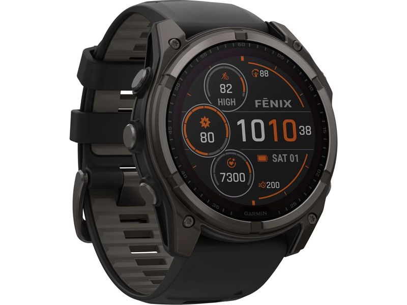 GARMIN Sportuhr Fenix 8 Solar Sapphire, 51 mm Schwarz GPS-Sportuhr