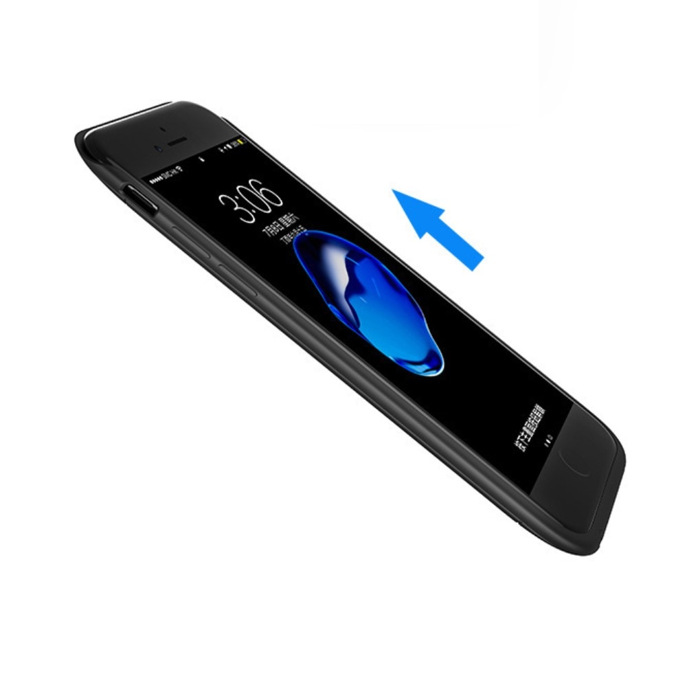 iPhone SE (2022/2020) / 8 / 7 / 6S Power Akku Hülle 5000mAh Soft Touch Finish mit Standfuss - Schwarz