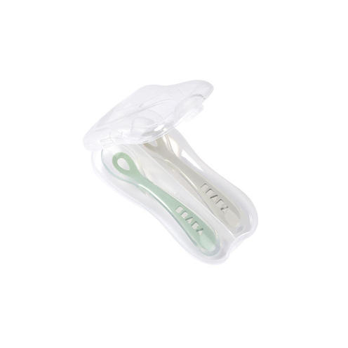 Lot de 2 cuillères 2ème âge silicone Velvet Grey/Sage Green - BEABA