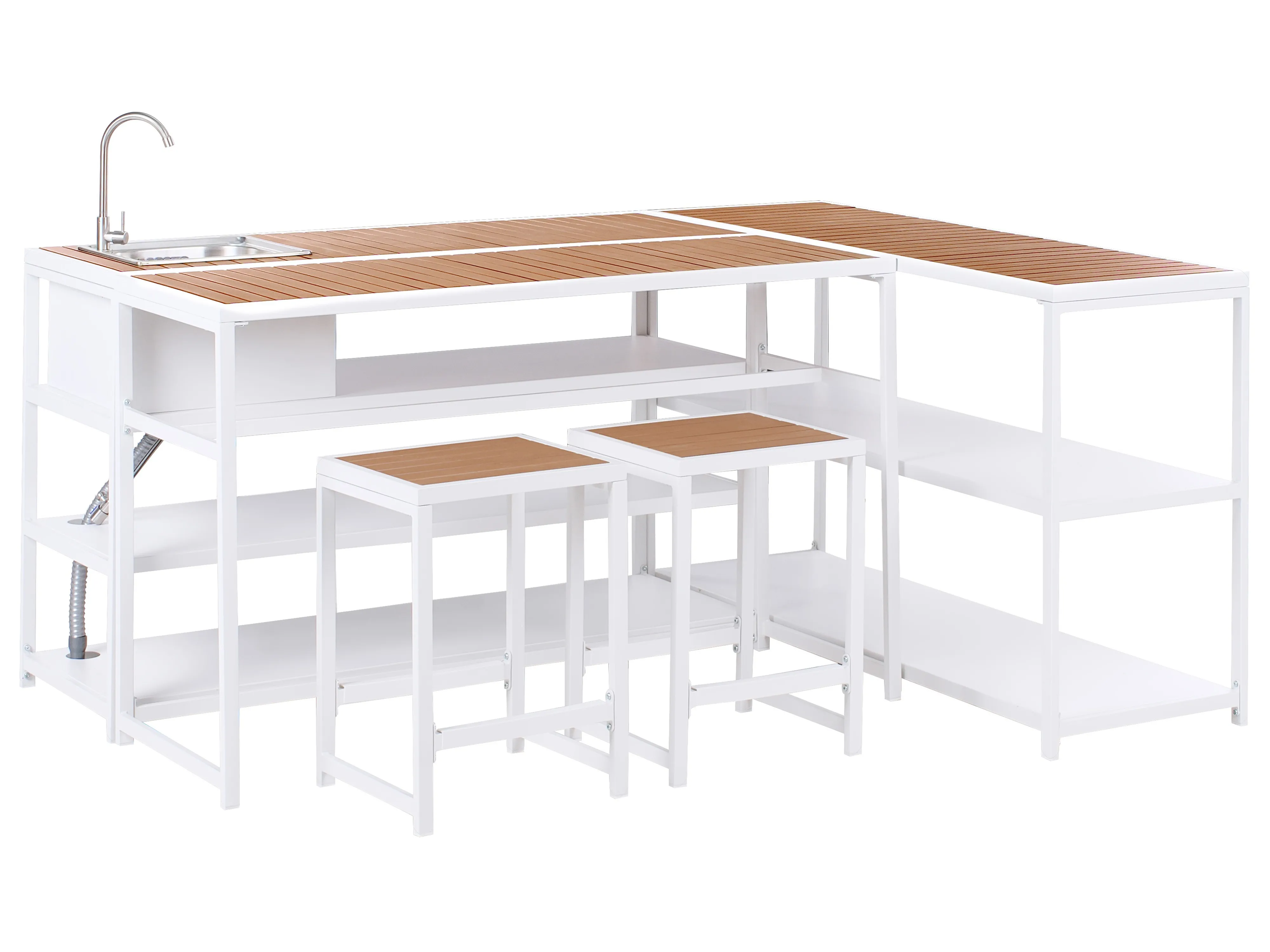 Tuin keukenset met spoelbak AVETRANA Metaal Bruin/wit