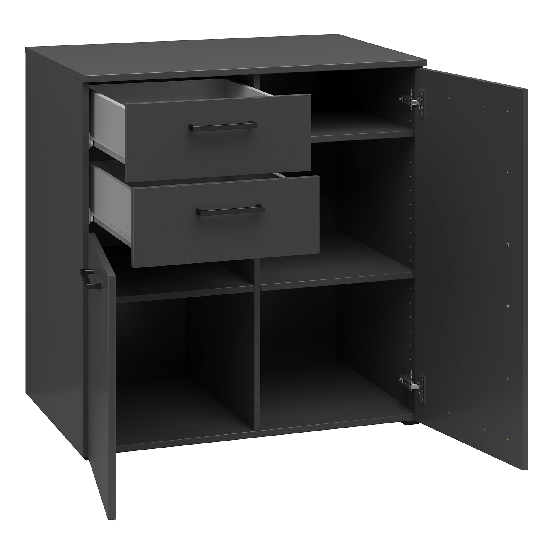 Kommode - anthrazit - 2 Türen - 2 Schubkästen - XL-Tiefe - 80 cm breit
