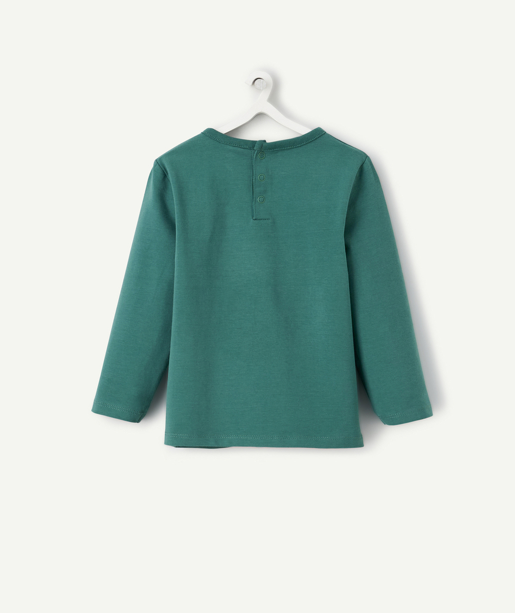 T-SHIRT BÉBÉ GARÇON EN COTON BIO VERT AVEC MESSAGE ET MOTIFS PARTY SHOW