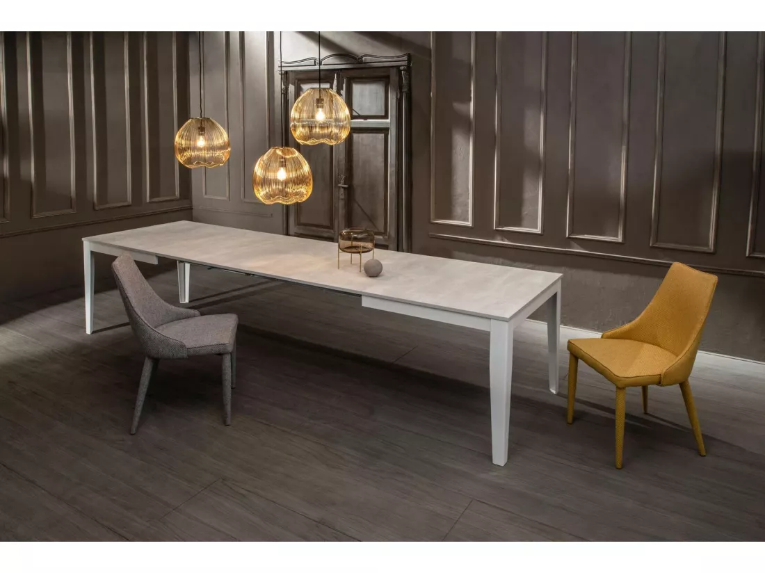 Big Table extensible (130/290 x 80 cm) en Mélamine Blanc