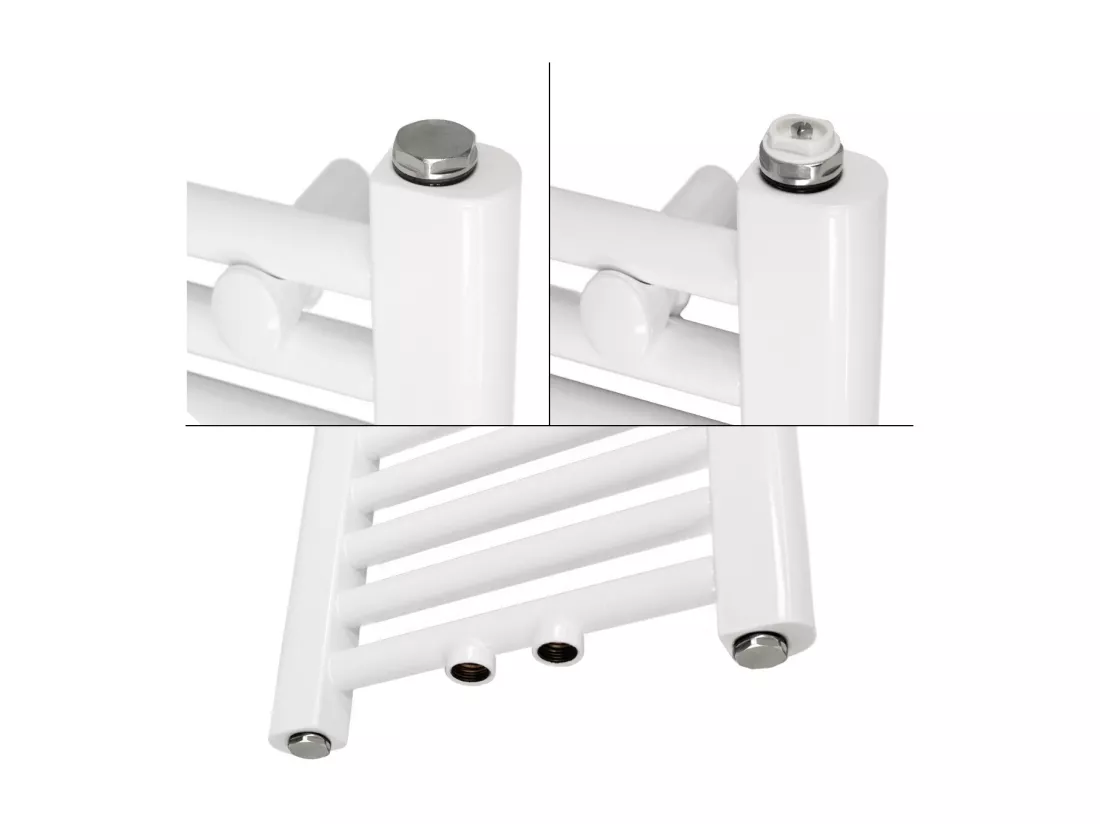Radiateur sèche-serviette salle de bain droite blanc connexion central 50x150 cm