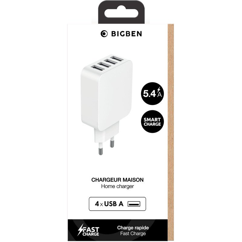 Chargeur secteur 4 ports USB-A  IC Smart