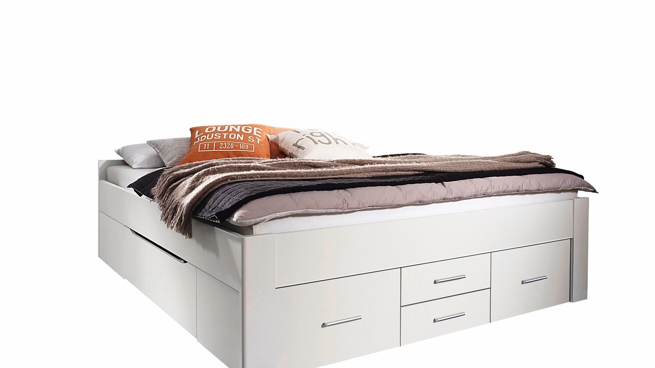 Opbergbed Butiken met 6 laden alpine wit