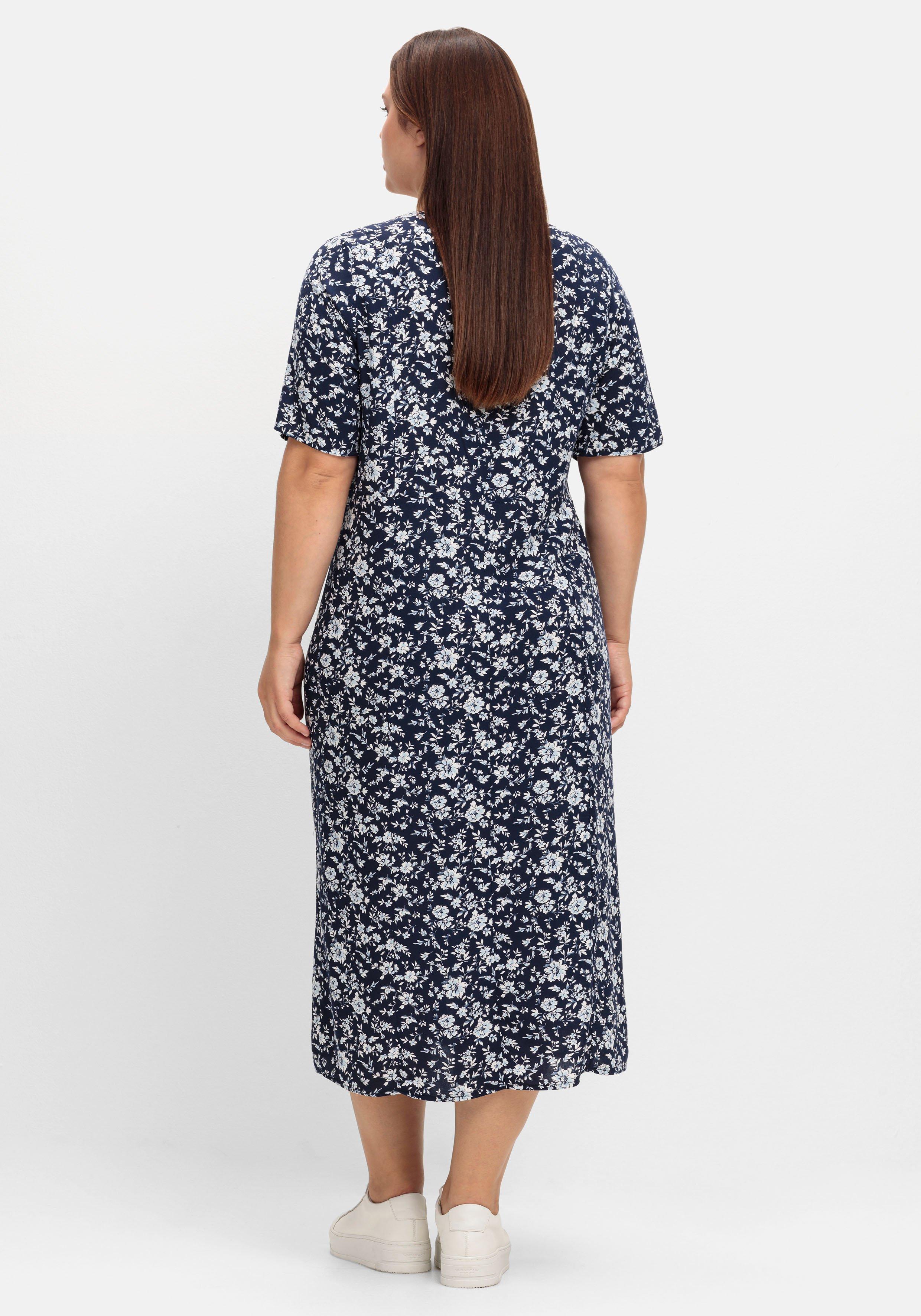 Midikleid mit Blümchenmuster und Knopfleiste