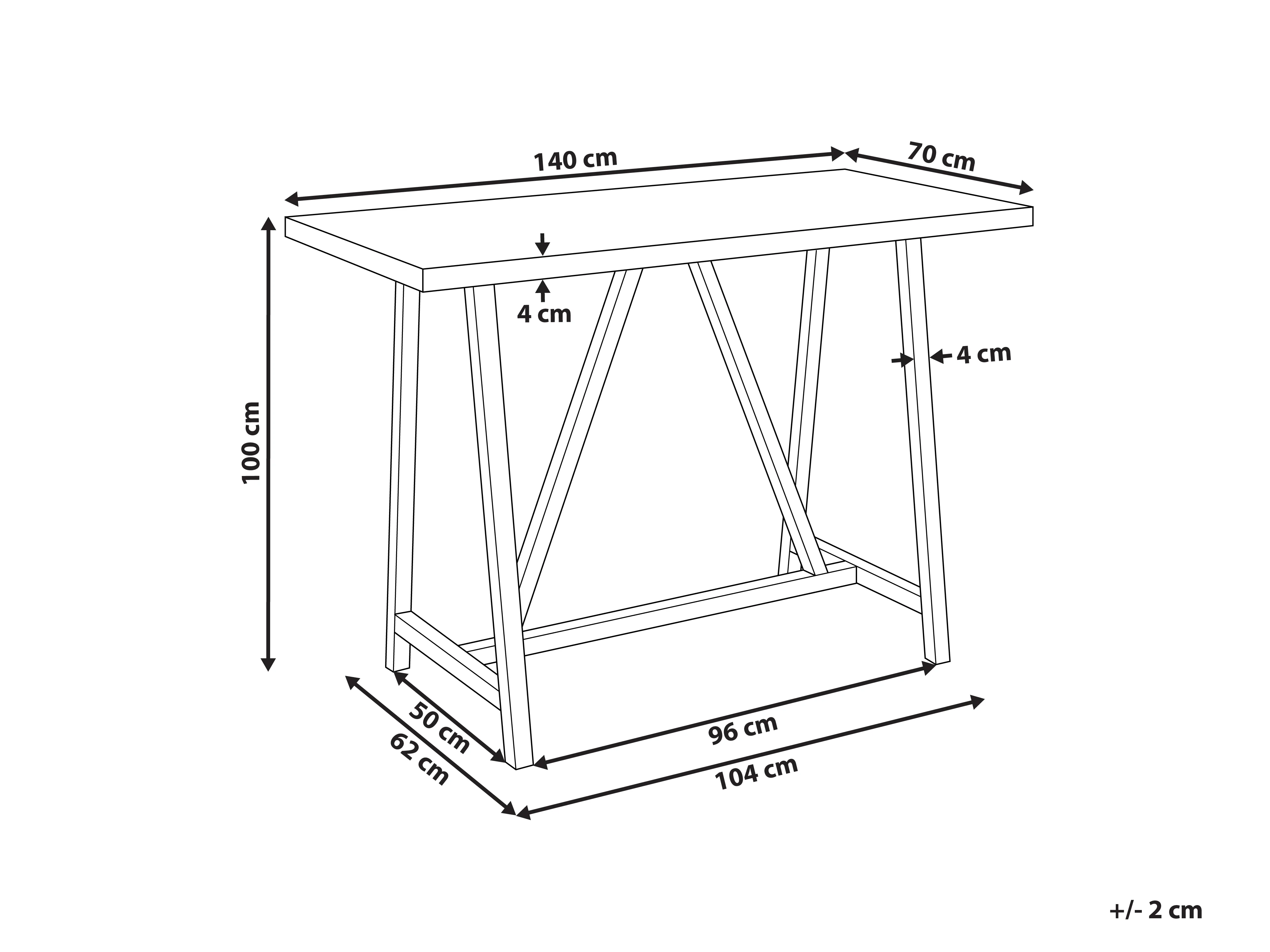 Tuin bartafel TALAMONE 140 cm 70 cm Grijs