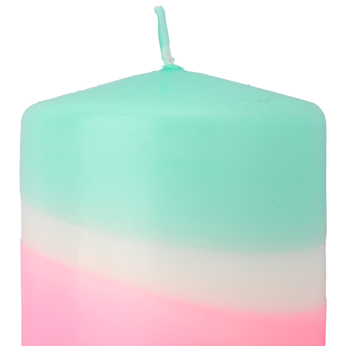 Kerze mit Farbverlauf neonorange / pink / helltürkis