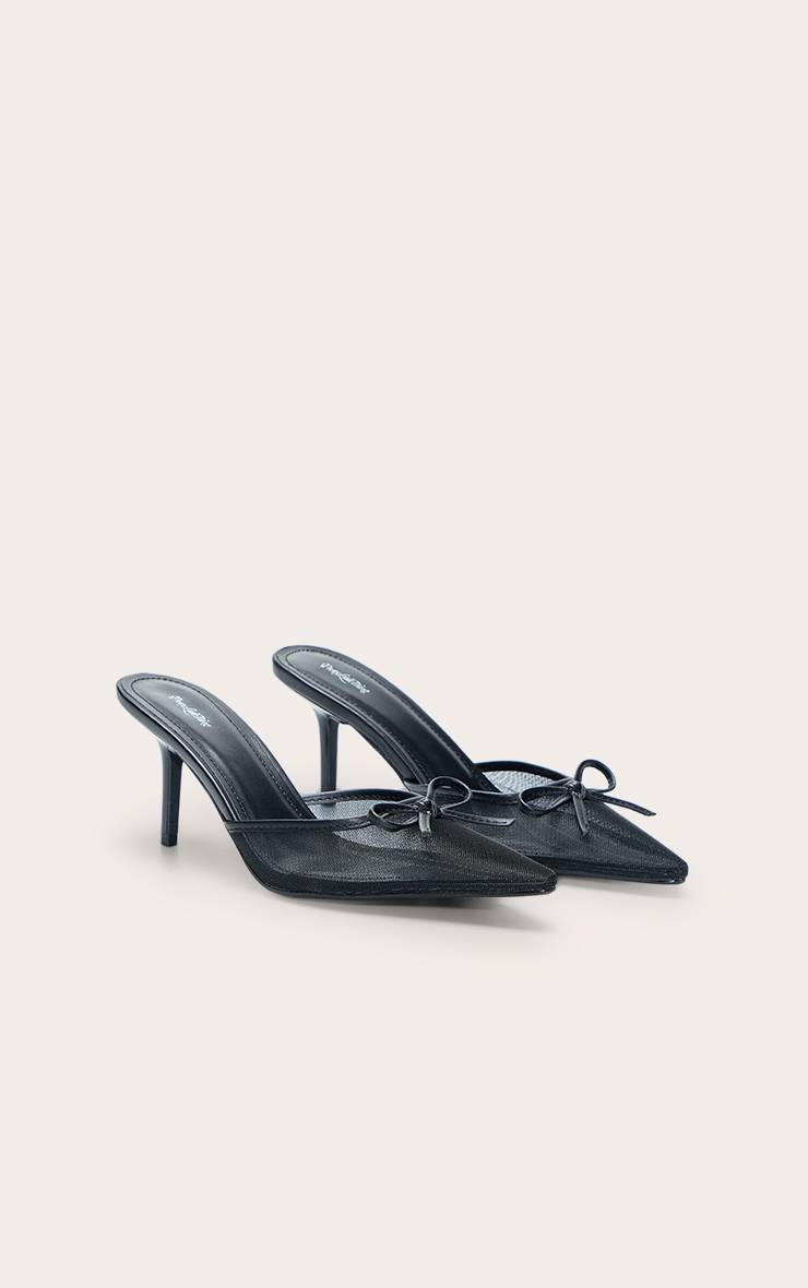 Noir Mule À Détail Nœud En Mesh