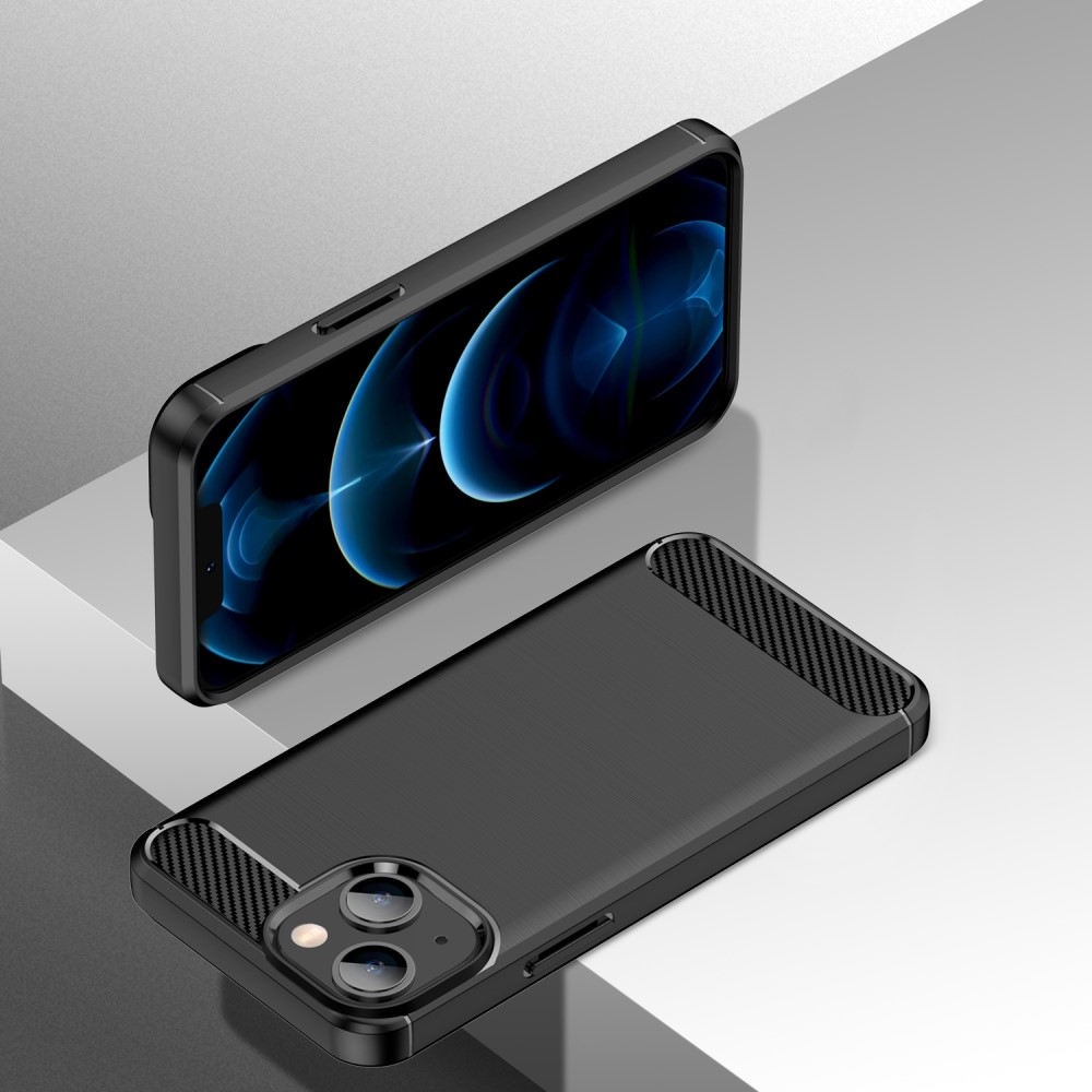 iPhone 13 Gummi Case Schutzhülle Carbon Look - Schwarz