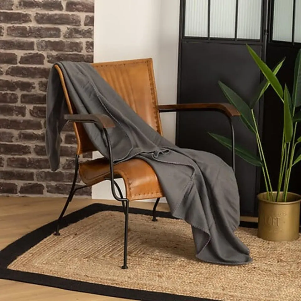 Atmosphera Plaid - antraciet - polyester - 125 x 150 cm