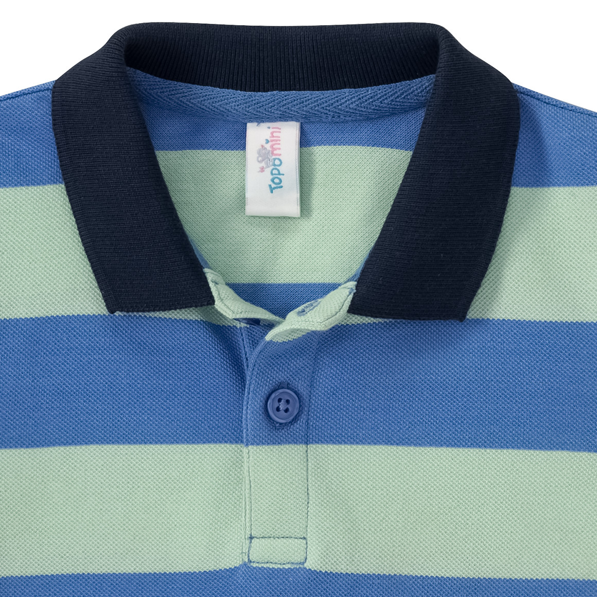 Topomini Baby Poloshirt mit Streifen hellgrün / blau
