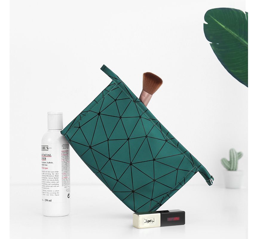 On My Mind - Make-uptas van imitatieleer met geometrische print (verschillende ontwerpen)