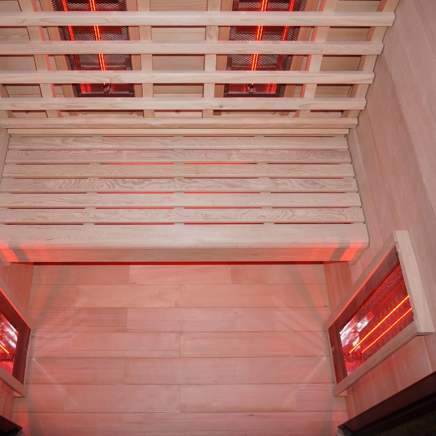 Sanotechnik Infrarotkabine RUBY 2 - für 2 Personen geeignet, inkl Vollspektrumstrahler - 120x100x195 cm - Wärmekabine mit MP3 Player & Bluetooth - LED Beleuchtung (7 Farben) - Infrarot-Sauna