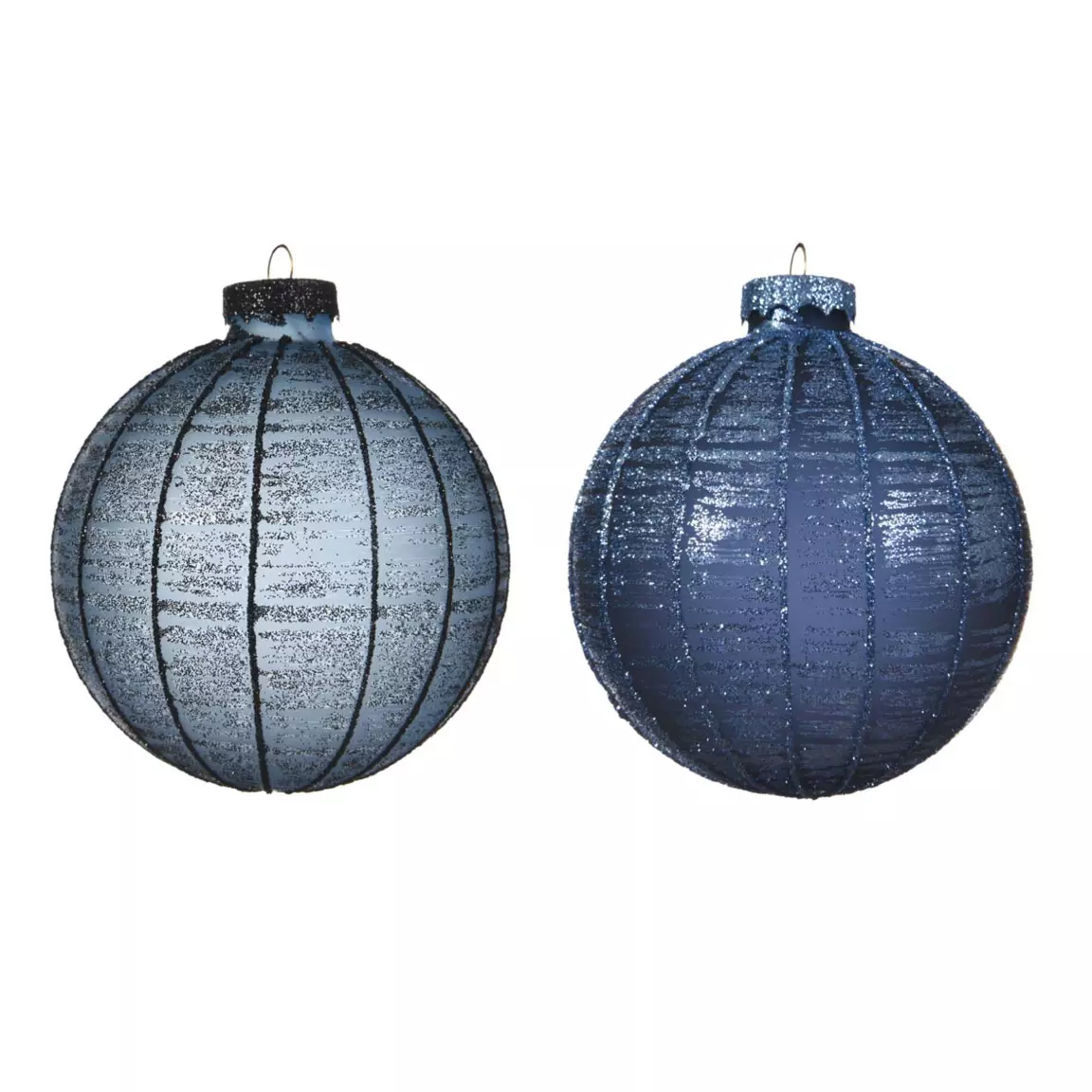 Lot de 3 boules de Noël en verre (D80 mm) Epsilon Bleu acier