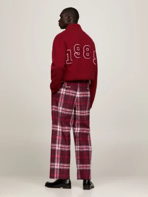 Calças de corte reto com estampa xadrez tartan