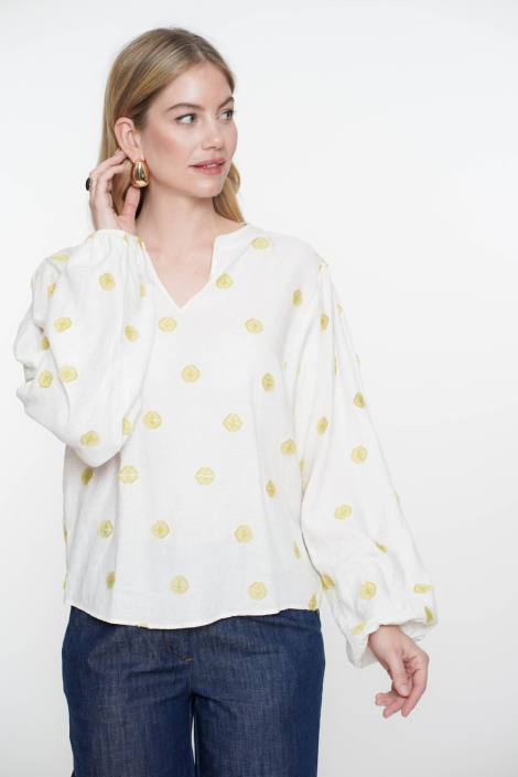Geisha beige dames blouse