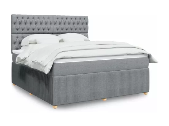 Sommier à lattes de lit avec matelas Gris clair 180x200cm Tissu