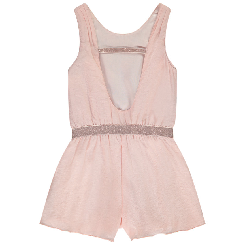 Combinaison courte bi-matière avec papillons en tulle pour fille