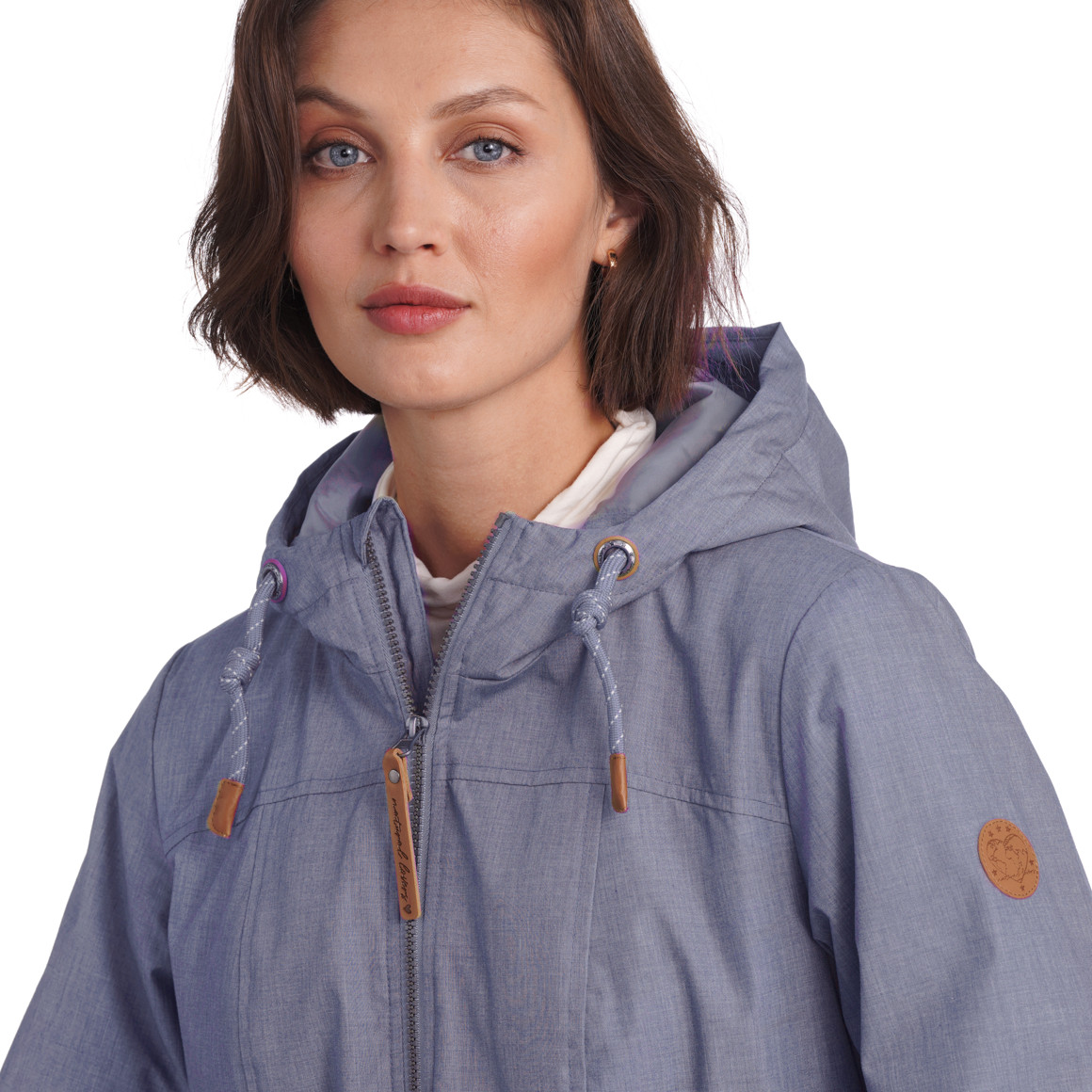 Gina Damen Mantel mit Kapuze blau