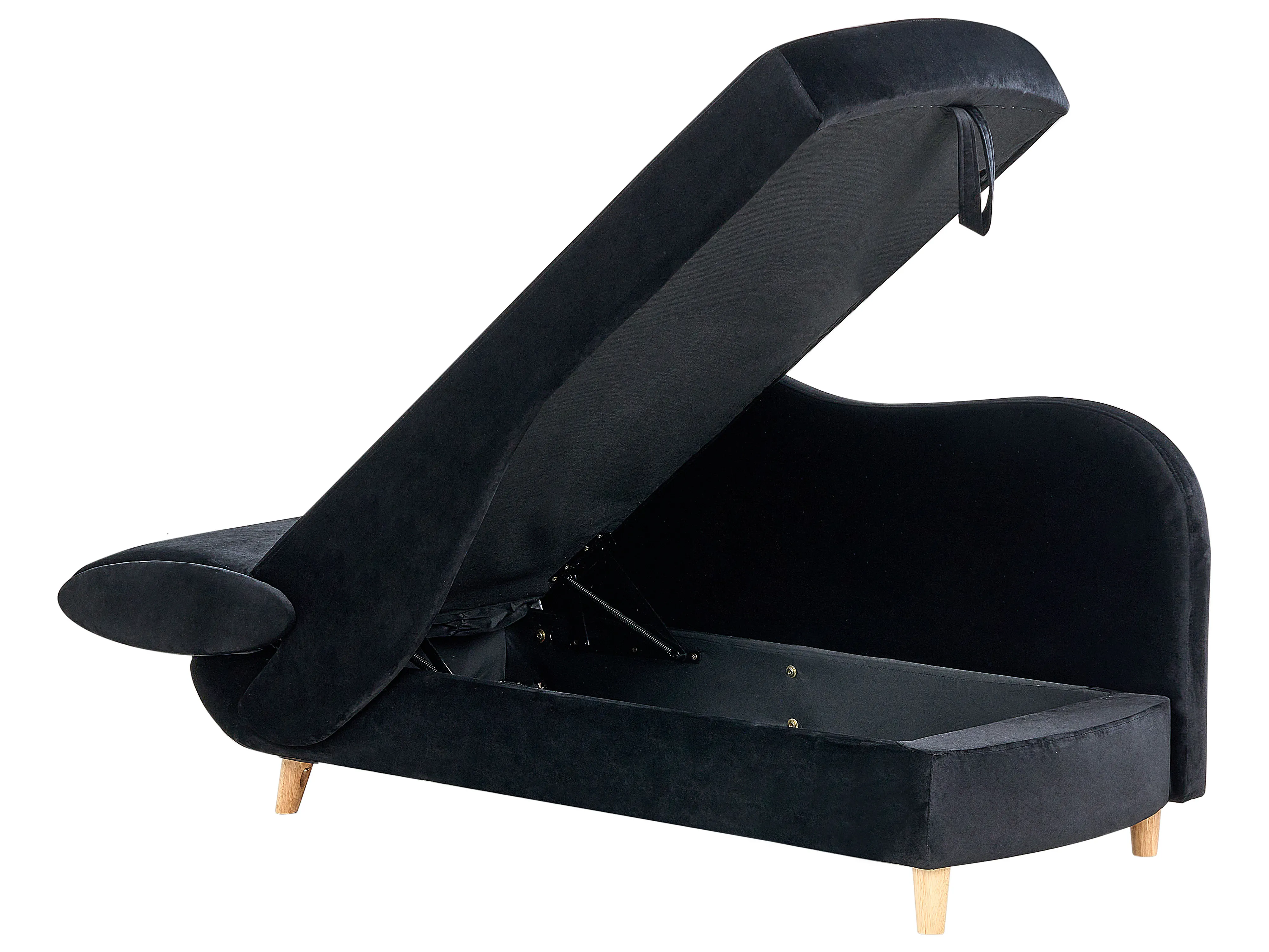 Linkszijdige chaise longue MERI Fluweel Zwart met opbergruimte