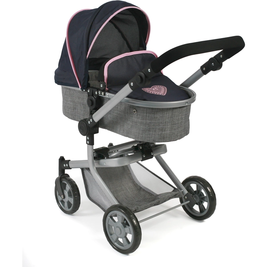 BAYER CHIC 2000 Kombi-Puppenwagen MIKA Melange grau-navy