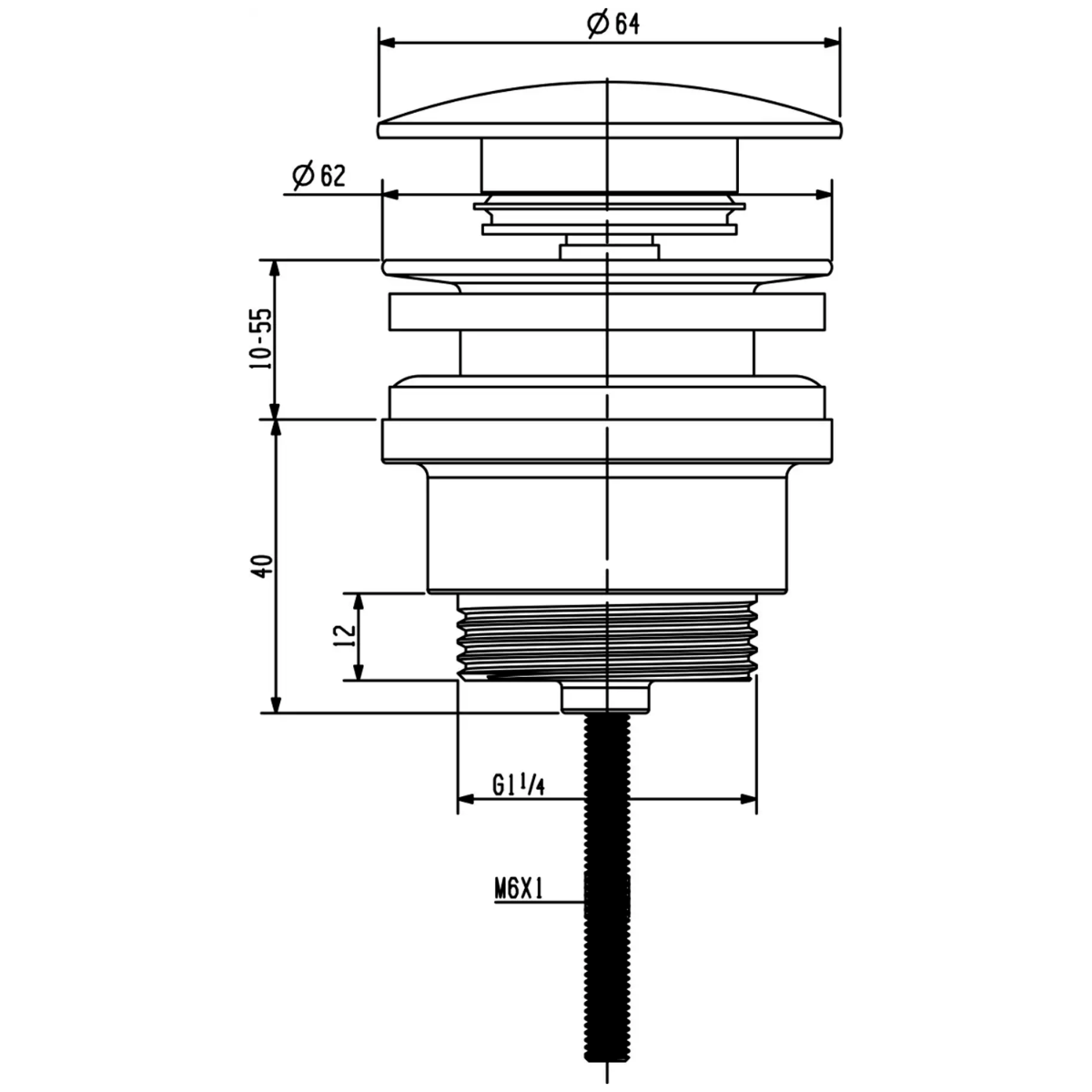 Sapho afvoerplug click waste 5/4