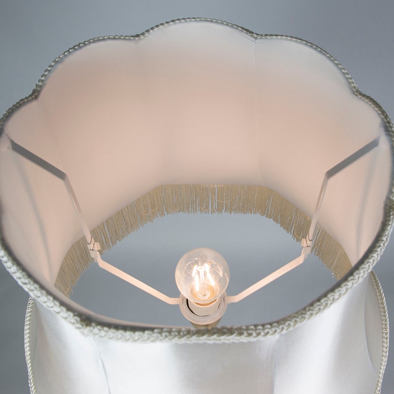 QAZQA - Retro Retro Vloerlamp | Staande Lamp | Lamp | Licht Messing met Granny Shade Crème 45 cm - Kaso | Woonkamer | Slaapkamer - Rond Staal - LED Geschikt E27