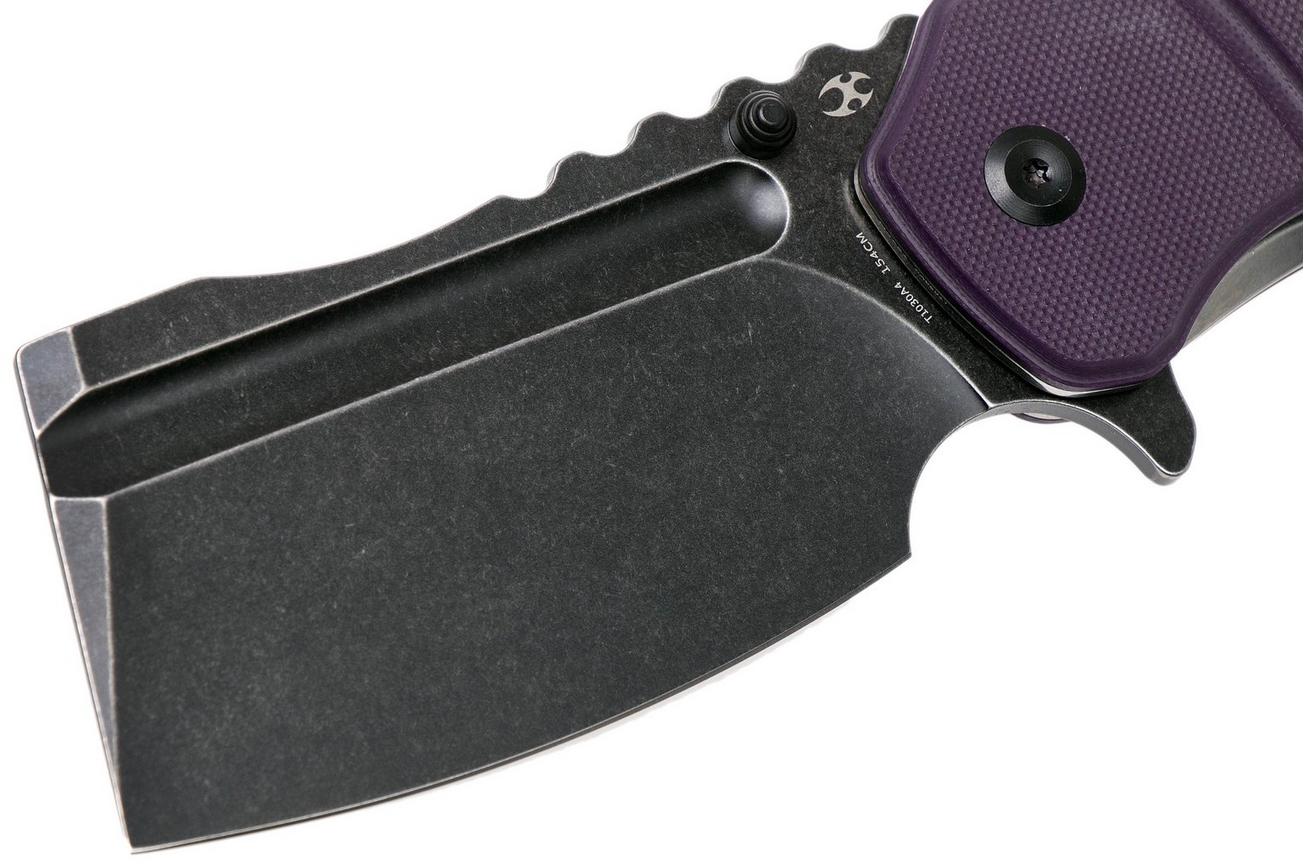 Kansept XL Korvid T1030A4 Blackwashed, Purple G10 zakmes, Justin Koch design