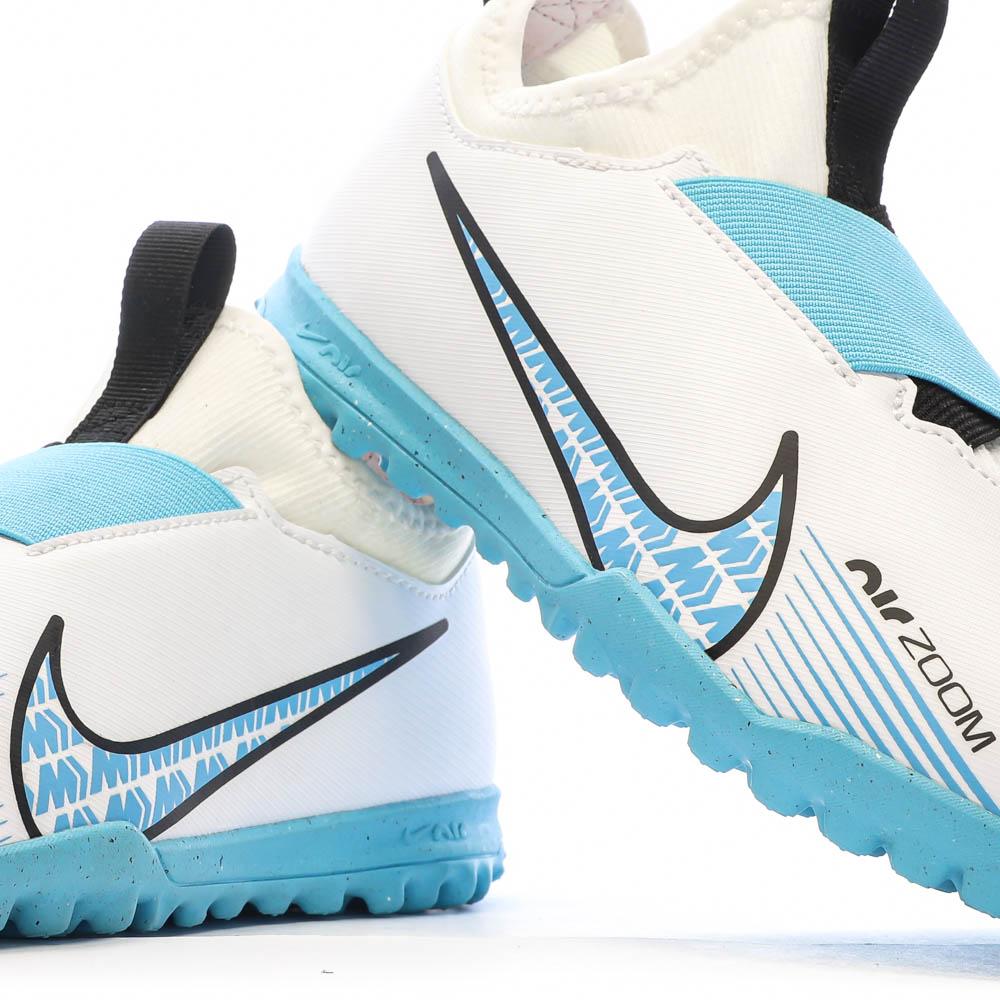 Nike Chaussures de Football Blanc/Bleu Junior Nike Zoom Vapor 15 Academy TF